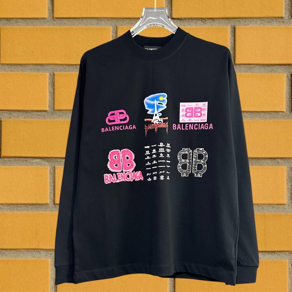 Balenciaga Men's Classic Black Long-Sleeve Shirt